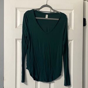 Old Navy Dark Green Long Sleeve V-Neck Top